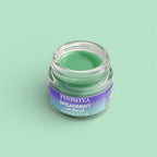 An open jar of green Spearmint Lip Balm by Finishya, showing the smooth texture of this cruelty-free NZ skincare product.