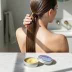 A woman with a perfectly sleek, flyaway-free ponytail achieved using Finishya Grooming Balm for hair styling.